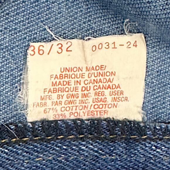 GWG Great Western Garment Co. VINTAGE '70s-'80s Straight Leg Denim Jeans W36 L32 - Picture 8 of 9